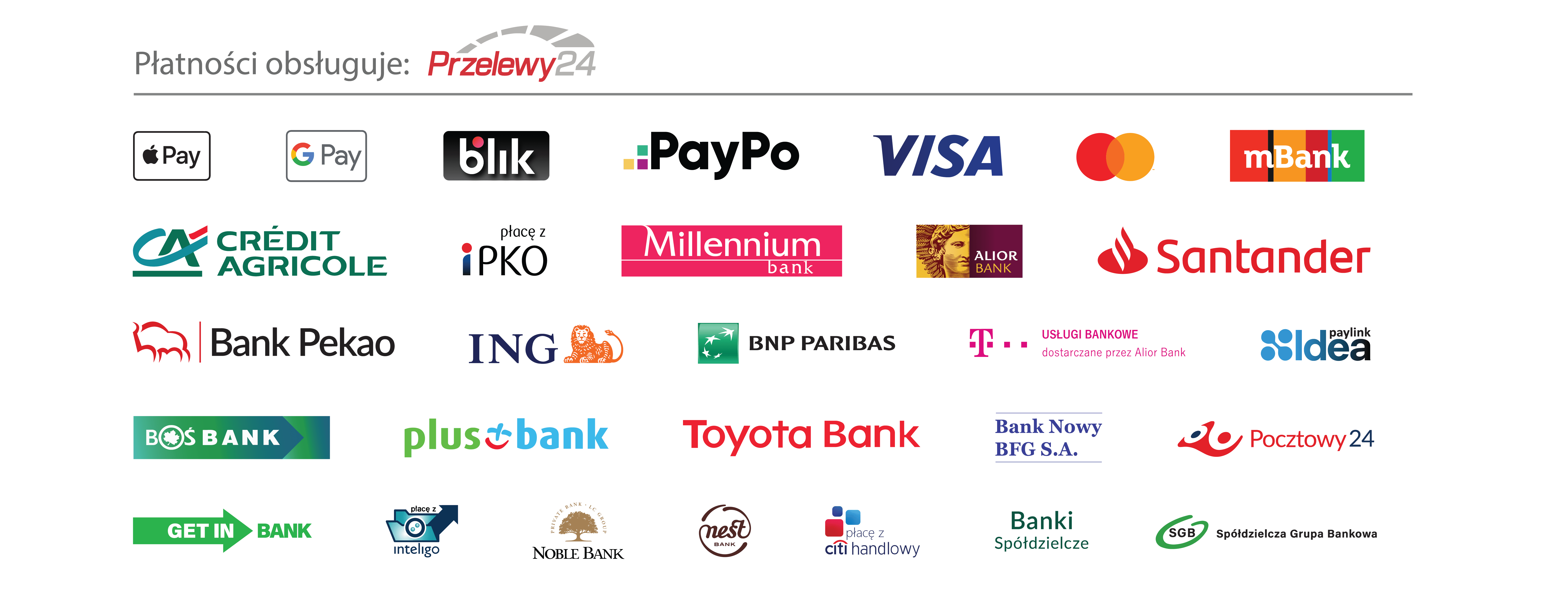 Logotypy bramek płatności obsługiwanych przez sklep